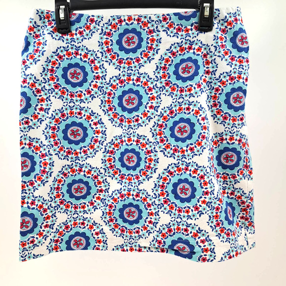 Talbots Dresses & Skirts - Talbots 8 Petite Skirt Geometric Print Teal Pencil Happy Bright Bold Red 8P Y2K